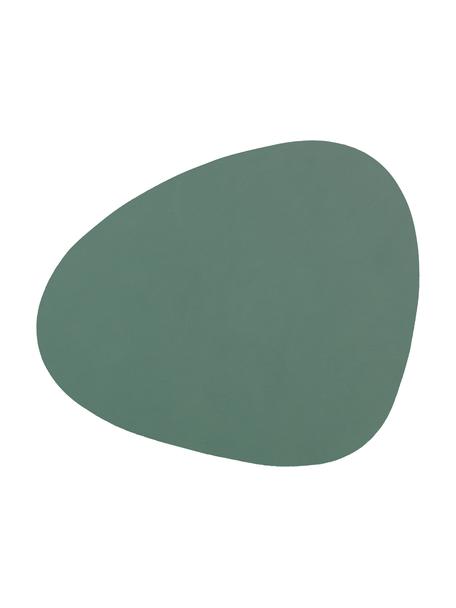 Sous-verres asymétriques en cuir vert pastel Curve, 4 pièces, Cuir, caoutchouc, Vert pastel, larg. 11 x long. 13 cm
