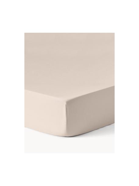 Drap-housse en satin de coton pour surmatelas Comfort, Beige clair, larg. 140 x long. 200 cm, haut. 15 cm