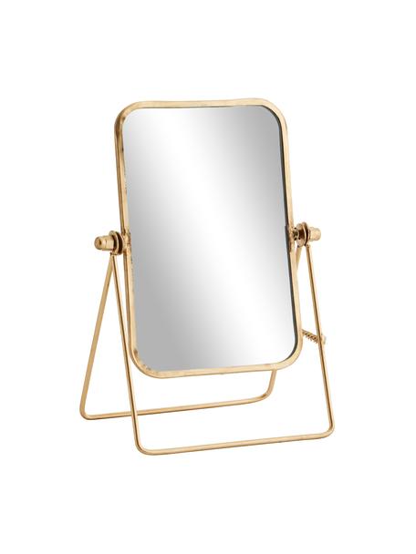 Eckiger Kosmetikspiegel Anja mit messingfarbenem Metallrahmen, Rahmen: Metall, vermessingt, Spiegelfläche: Spiegelglas, Messingfarben, B 14 x H 20 cm