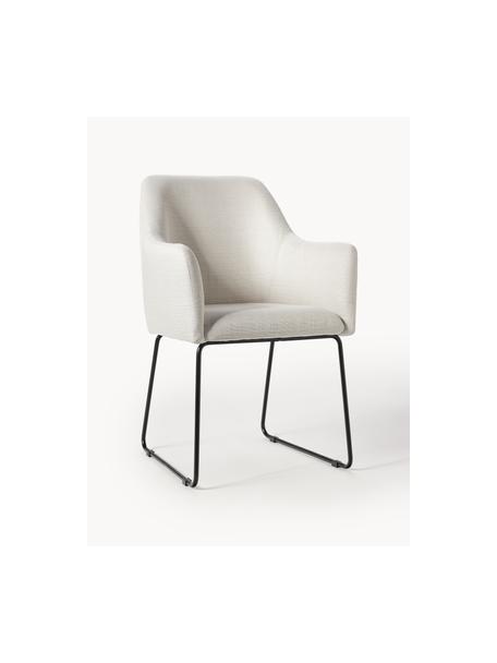Chaise rembourrée Isla, Tissu gris clair, pieds noirs, larg. 58 x prof. 62 cm