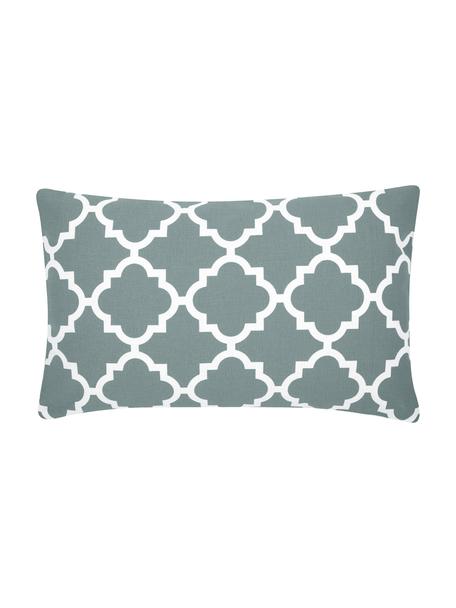 Funda de cojín Lana, 100% algodón, Verde salvia, blanco, An 30 x L 50 cm