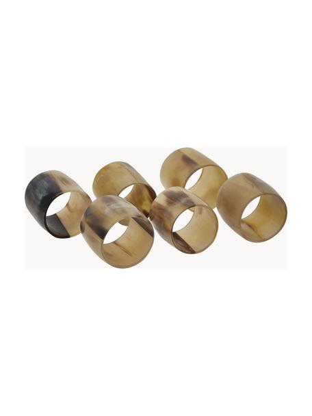 Serviettenringe Jay, 6 Stück, Horn, Brauntöne, Ø 4 cm