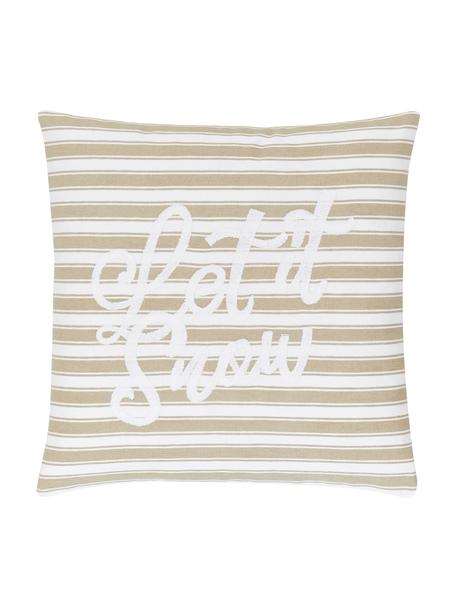 Vyšívaný poťah na vankúš Let it snow, 100 %  bavlna, Béžová, Š 45 x D 45 cm