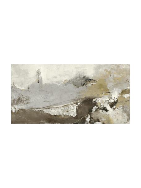 Handgeschilderde canvas print Case of Clay, Taupe, gebroken wit, grijs, B 140 x H 70 cm