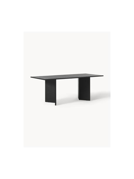 Table en bois Toni, 200 x 90 cm, MDF avec placage en frêne, laqué, certifié FSC, Bois de frêne, noir laqué, Ø 200 x haut. 90 cm