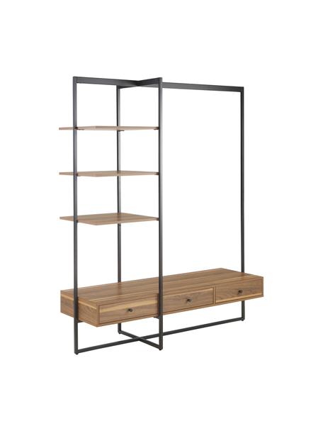 Armoire ouverte bois et métal Pacey, Bois, noir, larg. 150 x haut. 180 cm
