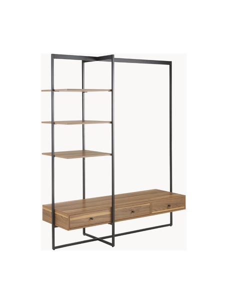 Armario abierto Pacey, Estructura: metal con pintura en polv, Madera, negro, An 150 x Al 180 cm
