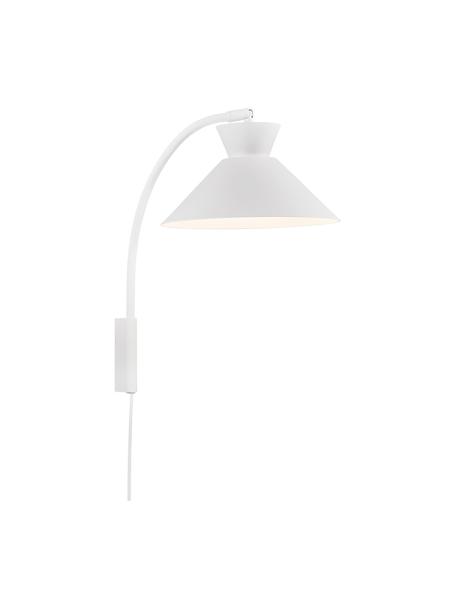 Wandlamp Dial in wit met stekker, Lampenkap: gecoat metaal, Wit, Ø 25  x H 40 cm