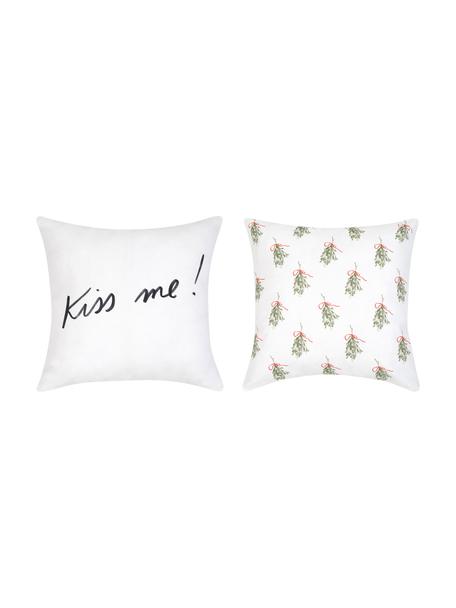 Set de fundas de cojín Alfie, 2 uds., diseño Kera Till, 100% algodón, Verde, rojo, negro, blanco, An 40 x L 40 cm