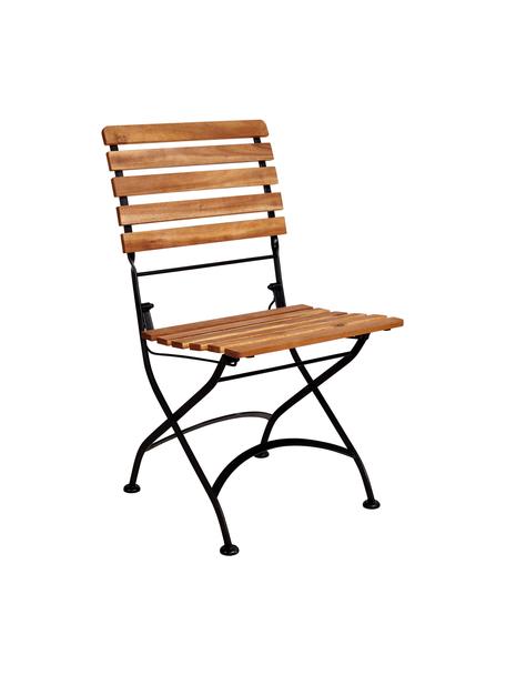 Garten-Klappstühle ParklifeS, 2 Stück, Sitzfläche: Akazienholz, geölt,, Gestell: Metall, verzinkt, pulverb, Schwarz, Akazienholz, B 47 x T 54 cm