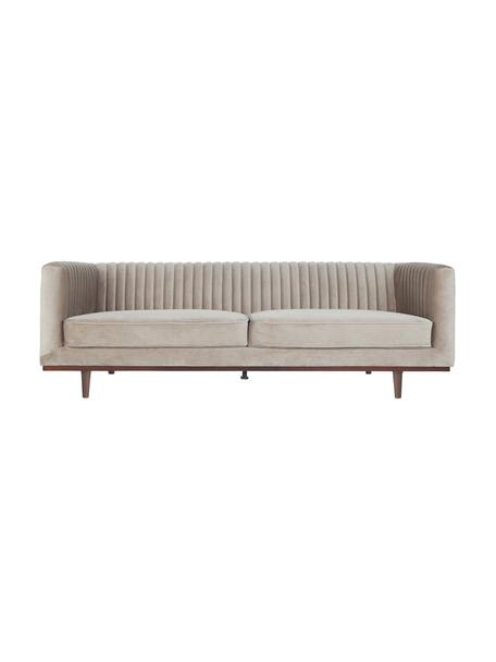Sofa z aksamitu z drewnianymi nogami Dante (3-osobowa), Tapicerka: aksamit poliestrowy, Tapicerka: pianka poliuretanowa, Aksamitny beżowy, S 210 x G 87 cm