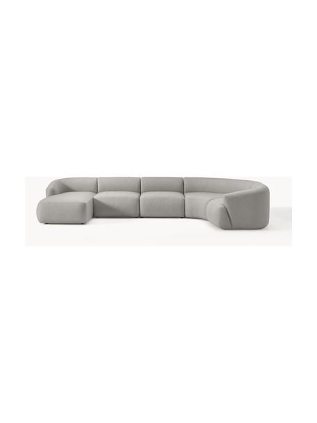 Canapé lounge modulable Sofia, Tissu gris, larg. 404 x prof. 231 cm, méridienne à droite