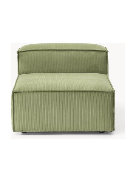 Chauffeuse modulable en velours côtelé Lennon, Velours côtelé vert olive, larg. 89 x prof. 119 cm