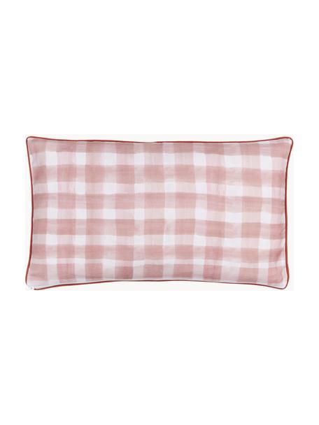 Dizajnový obojstranný poťah na vankúš Check od Candice Gray, 100 % bavlna, certifikát GOTS, Staroružová, biela, Š 30 x D 50 cm