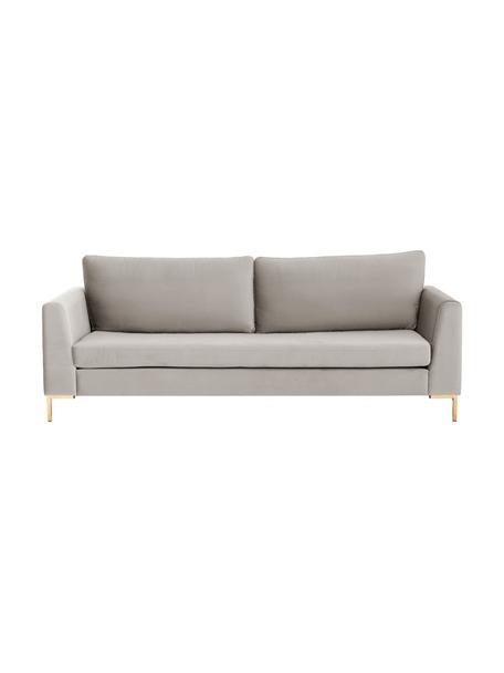 Sofa z aksamitu z metalowymi nogami Luna (3-osobowa), Tapicerka: aksamit (poliester) Dzięk, Nogi: metal galwanizowany, Aksamitny beżowy, złoty, S 230 x G 95 cm