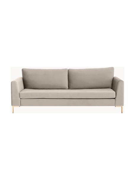 Sofa z aksamitu Luna (3-osobowa), Tapicerka: aksamit (100% poliester) , Stelaż: lite drewno bukowe, sklej, Nogi: metal galwanizowany Mater, Greige aksamit, S 230 x G 95 cm