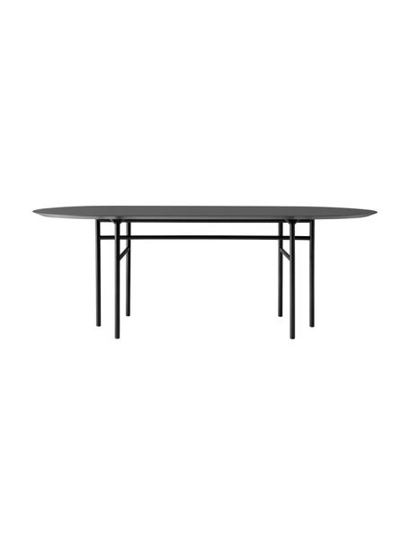 Owalny stół do jadalni Snaregade, Blat: płyta pilśniowa średniej , Stelaż: metal malowany proszkowo, Antracytowy, czarny, S 210 x G 95 cm