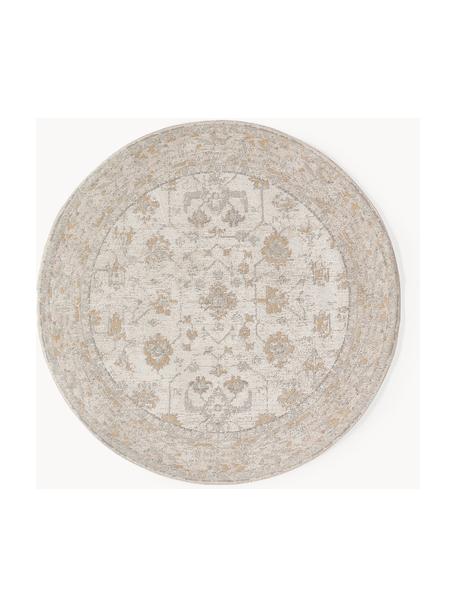 Tapis rond chenille tissé main Loire, Tons beiges, Ø 120 cm (taille S)