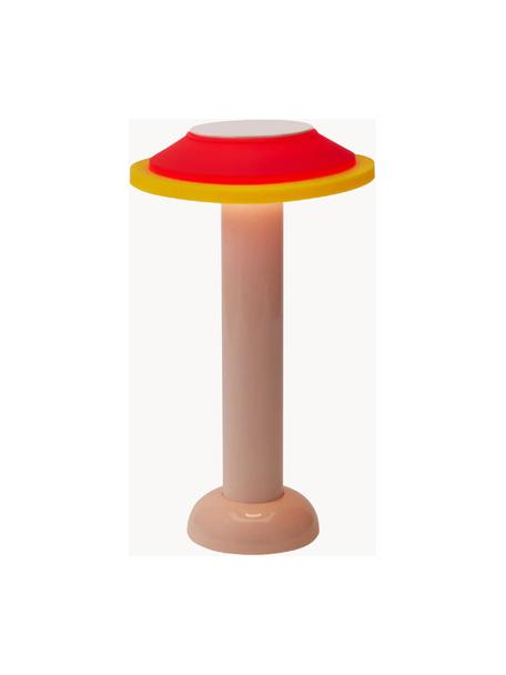 Lampada da tavolo piccola portatile a LED con luce regolabile Geometry, Paralume: silicone, Struttura: metallo rivestito, Albicocca, rosso corallo, giallo, bianco, Ø 18 x Alt. 30 cm