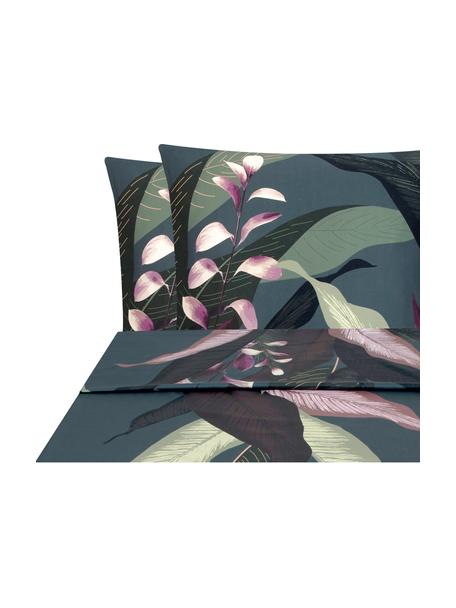 Sábana encimera de satén Flora, Multicolor, gris, Cama 150/160 cm (240 x 270 cm)