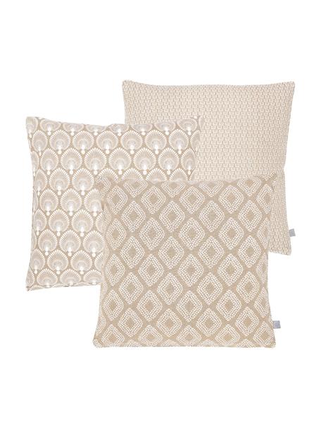 Set van 3 kussenhoezen Cousin van biokatoen in beige, 100% katoen, Beige, wit, B 45 cm x L 45 cm