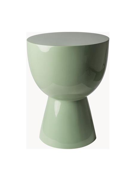 Mesa auxiliar redonda Tam Tam, Plástico pintado, Verde salvia, Ø 36 x Al 46 cm