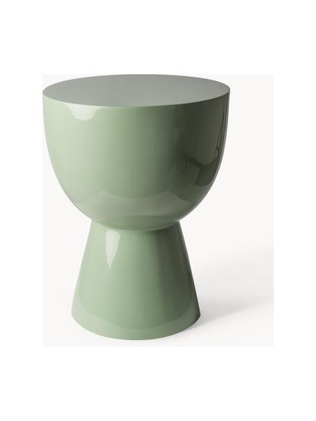 Mesa auxiliar Tam Tam, Plástico lacado, Verde salvia, Ø 36 x Al 46 cm