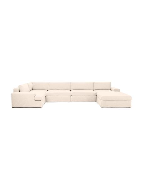 Canapé d'angle modulable Russell, Tissu beige, larg. 412 x haut. 77 cm