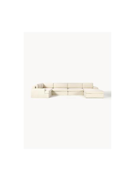 Canapé d'angle modulable avec revêtement amovible Russell, Tissu beige clair, larg. 412 x prof. 206 cm