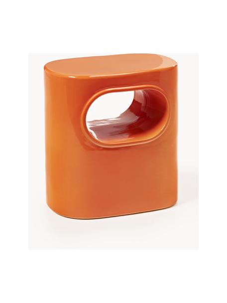 Ovaler Beistelltisch Space aus Steingut, Steingut, Orange, B 36 x H 39 cm