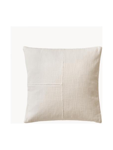 Baumwoll-Kissenhülle Terre mit dekorativer Naht, 70 % Baumwolle, 30 % Leinen, Hellbeige, B 45 x L 45 cm