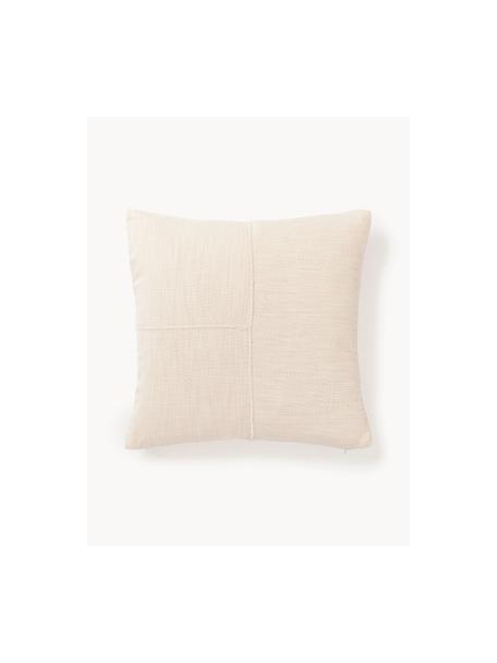 Housse de coussin 30x50 avec broderie décorative Terre, 70 % coton, 30 % lin, Beige clair, larg. 45 x long. 45 cm