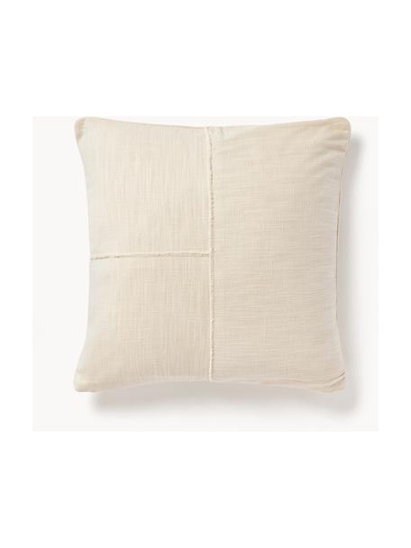 Housse de coussin 60x60 avec broderie décorative Terre, 70 % coton, 30 % lin, Beige clair, larg. 45 x long. 45 cm