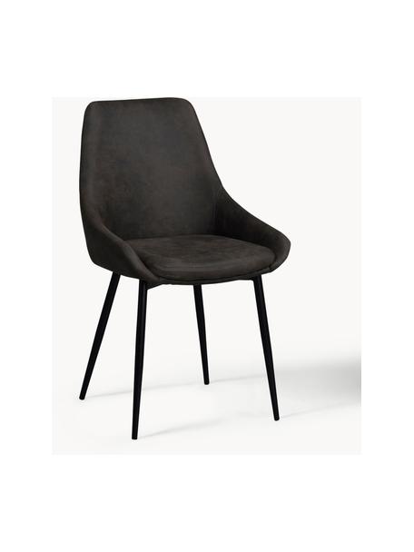 Čalouněné židle z imitace kůže Sierra, 2 ks, Tmavě hnědá, černá, Š 49 cm, H 55 cm