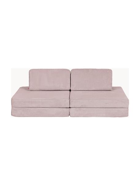 Ręcznie wykonana dziecięca sofa modułowa ze sztruksu Mila, Tapicerka: sztruks (100% poliester) , Jasnoróżowy sztruks, S 130 x G 65 cm