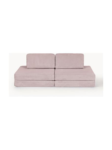 Ręcznie wykonana dziecięca sofa modułowa ze sztruksu Mila, Tapicerka: sztruks (100% poliester) , Jasnoróżowy sztruks, S 130 x G 65 cm