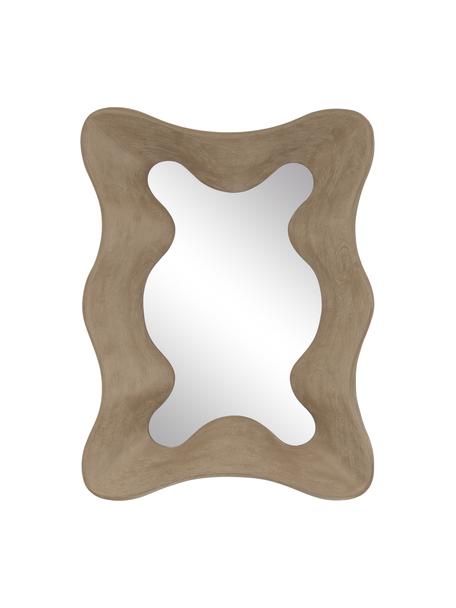 Nástěnné zrcadlo s vlnitým rámem Riva, Tmavé dřevo, Š 60 cm, V 81 cm