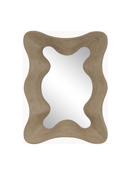 Miroir mural avec cadre en bois ondulé Riva, Bois foncé, larg. 60 x haut. 81 cm