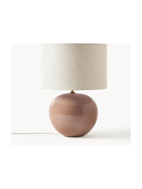 Keramik-Tischlampe Marin, Lampenschirm: Leinen (100 % Polyester), Nougat, Hellbeige, Ø 35 x H 46 cm