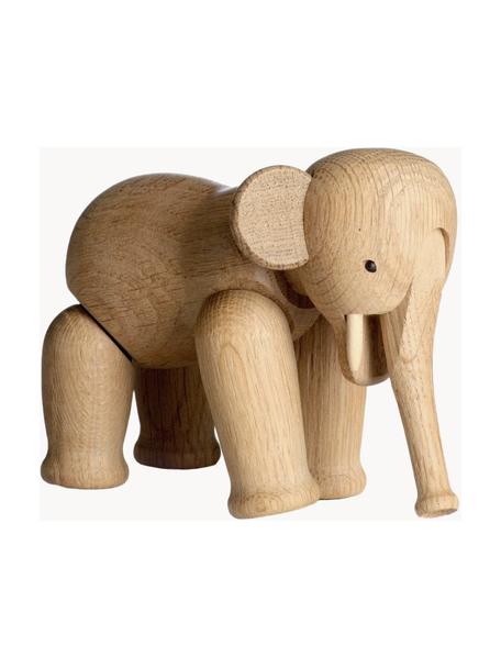 Dekoracja z drewna dębowego Elephant, Drewno dębowe lakierowane, Jasny brązowy, S 17 x W 13 cm