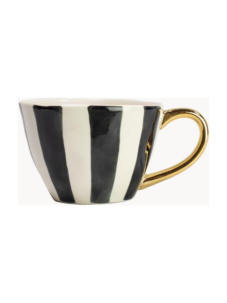 Taza Doris, 6 uds., Cerámica, Blanco crema, negro, Ø 11 x Al 8 cm, 350 ml