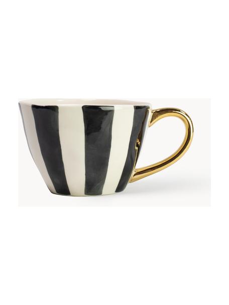 Tasse Doris mit Gold-Dekor, 6 Stück, Keramik, Cremeweiß, Schwarz, Ø 11 x H 8 cm, 350 ml