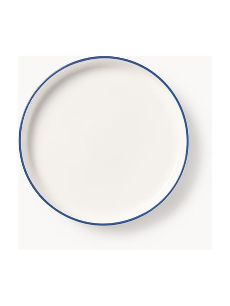 Assiettes à dessert en porcelaine Facile, 2 pièces, Porcelaine robuste de haute qualité (env. 50 % kaolin, 25 % quartz et 25 % feldspath), Blanc cassé avec bordure bleu foncé, Ø 20 x haut. 2 cm