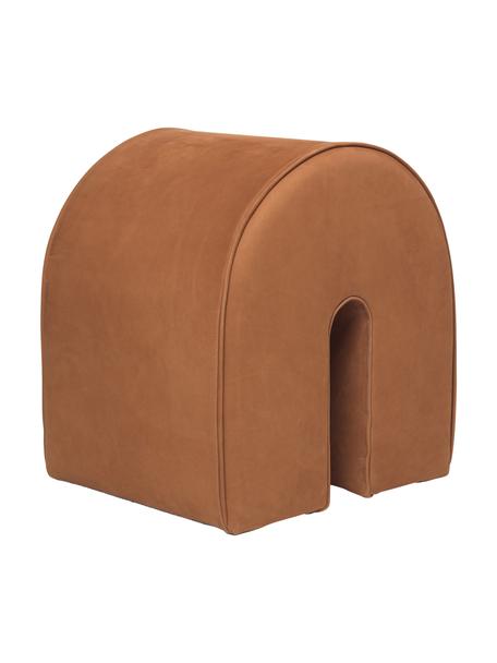 Sgabello imbottito in pelle nabuk Curved, Rivestimento: pelle nabuk, Pelle terracotta, Larg. 36 x Alt. 42 cm