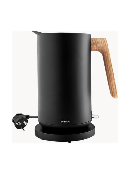 Wasserkocher Nordic Kitchen, 1.5 L, Korpus: Edelstahl, pulverbeschich, Griff: Eichenholz, geölt, Schwarz, Eichenholz, 1.5 L