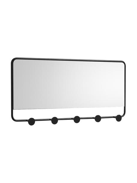 Perchero con espejo Jiin, Espejo: cristal, Estructura: metal pintado, Negro, An 60 x Al 28 cm