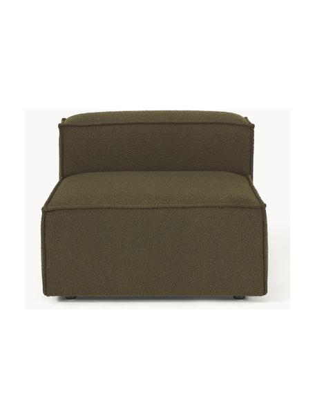 Módulo central en tejido bouclé sofá Lennon, Tapizado: tejido bouclé (100% polié, Estructura: madera contrachapada de p, Patas: plástico, Bouclé verde oliva, An 89 x F 119 cm