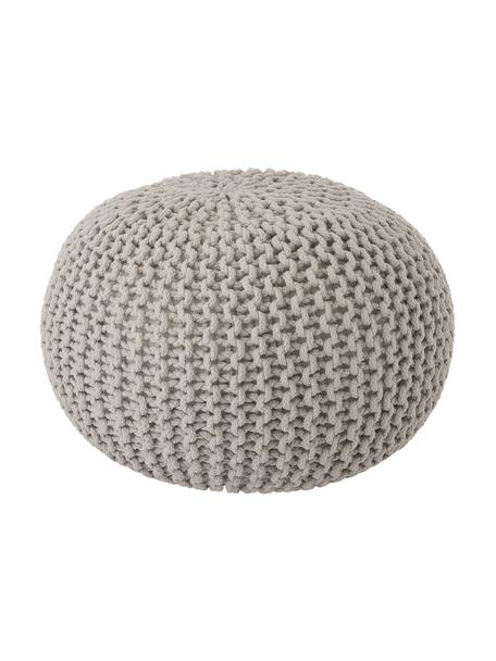 Ręcznie wykonany puf z dzianiny Dori, Tapicerka: 100% bawełna, Taupe, Ø 55 x W 35 cm