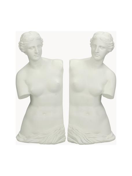 Handbemalte Buchstützen Venus, 2 Stück, Kunststoff, Off White, B 12 x H 26 cm