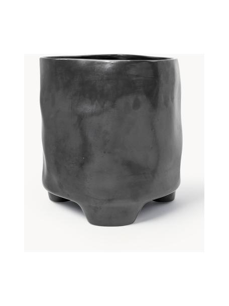 Cache-pot en grès Esca, haut. 36 cm, Grès cérame, Noir, Ø 32 x haut. 36 cm